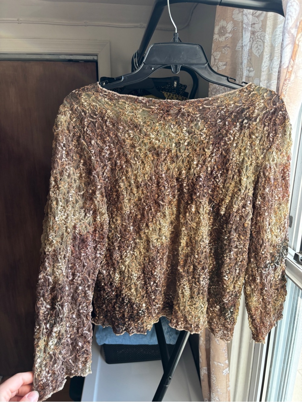 EUC Vintage Y2K Surrealist V-Neck Sheer Mesh Lace Textured Top | Women’s XL-XXL - Picture 3 of 16